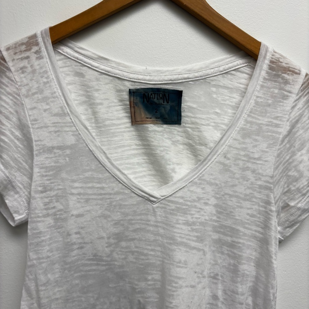 Nation LTD White Burnout Tee Shirt - Picture 5 of 8